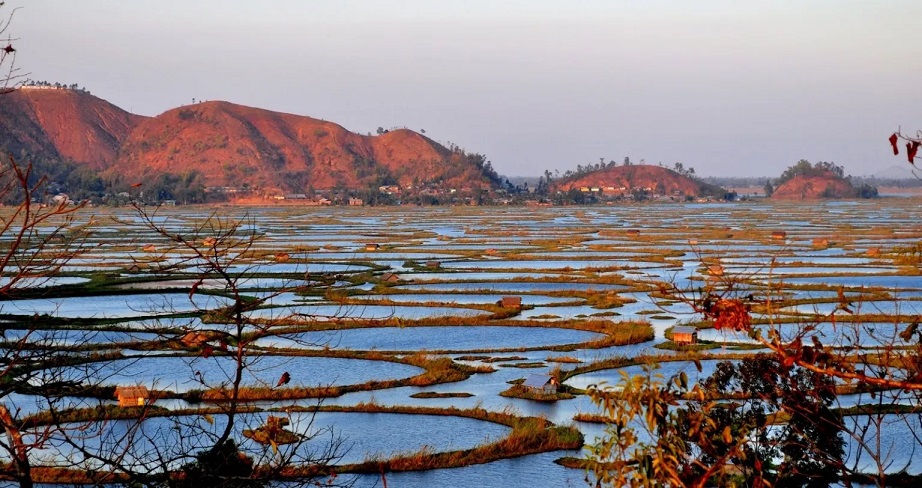 loktak lake situated in vishnupur district of manipur.