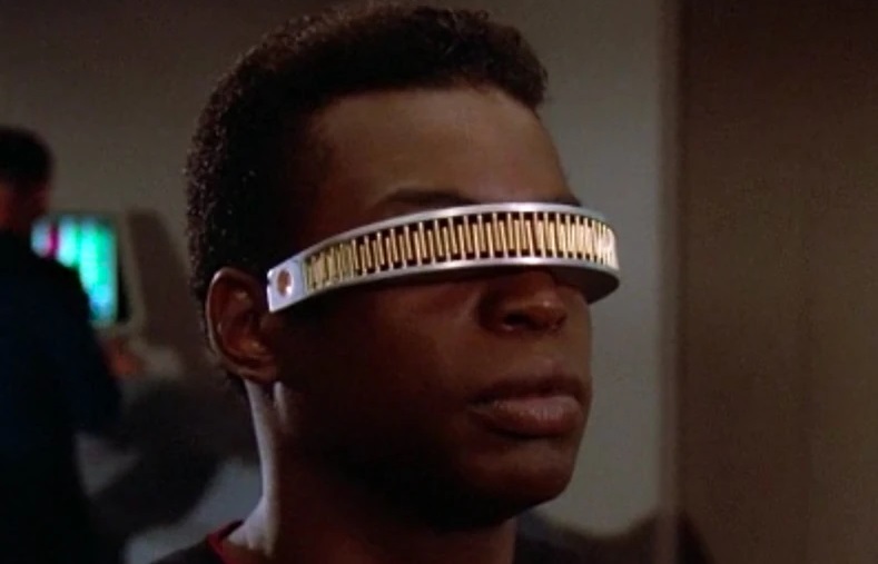 the character geordi la forge from the american science-fiction tv series star trek- the next generation.