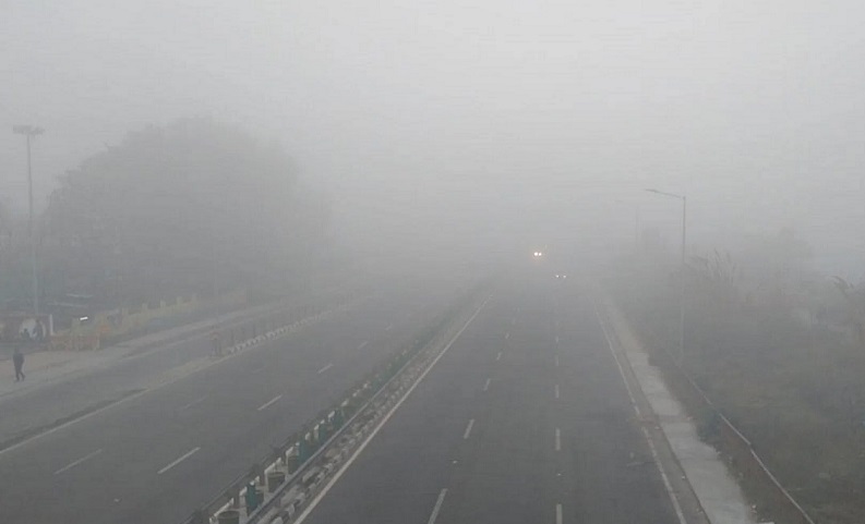 north india covered with fog.