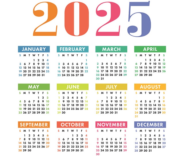 calendar of year 2025